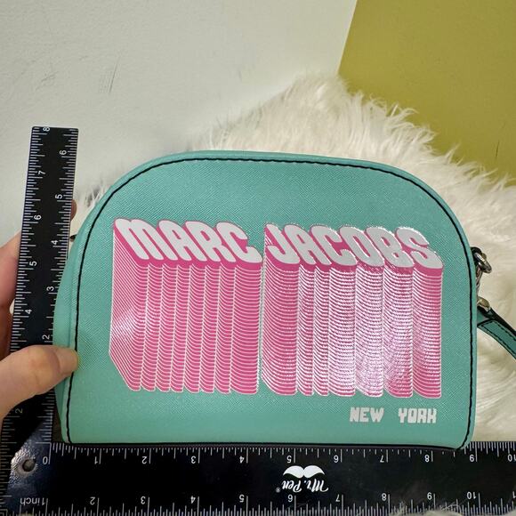 Marc Jacobs Playback Layers Logo Crossbody Purse Teal Pink 80s 90s Retro Barbie - Picture 13 of 16